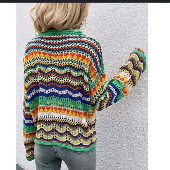 Colorful Striped Knit Sweater - Picture 2 of 7